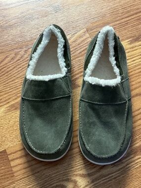 Spenco Olive Green Suede Fiesta Cozy Slip On Shoes/Slippers Size 9B